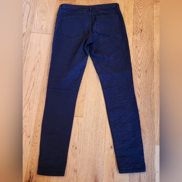 Club Monaco Black Floral Brocade Jeans Pants sz 8 Preppy Flower lace - Picture 2 of 8